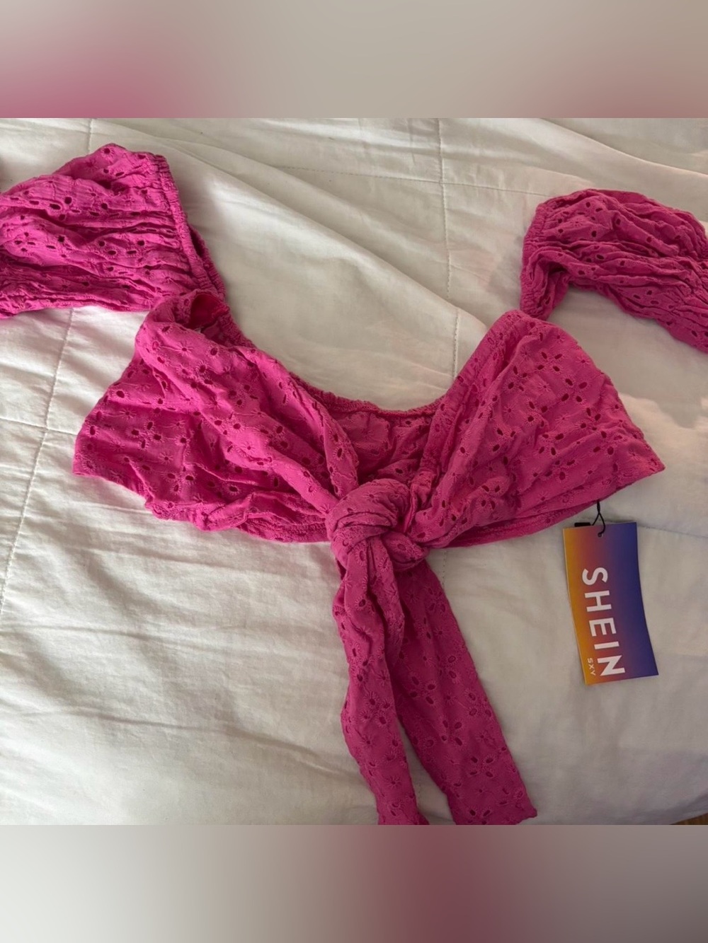 SHEIN Pink Tie-Front Top